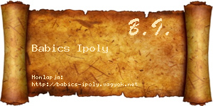 Babics Ipoly névjegykártya